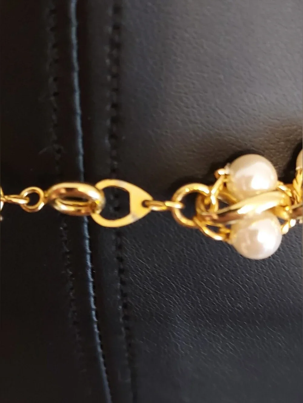 Vintage Interwoven Gold Chain & Faux Pearl Statement Necklace